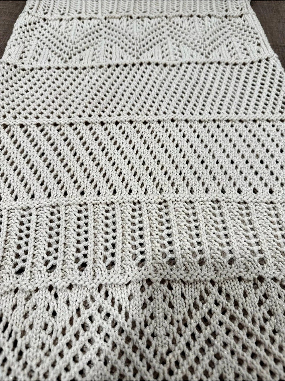 MNG Open Knit Midi Dress in White Size Medium - Picture 3 of 6
